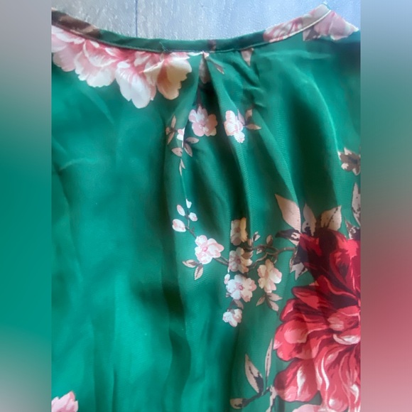 NWOT Ricarica Floral Chiffon Maxi Dress in Forest Green - Picture 8 of 9